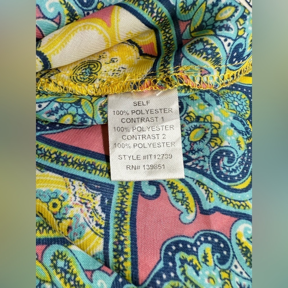 ODDY Yellow and Blue multi graphic print silky top size M - Picture 10 of 13